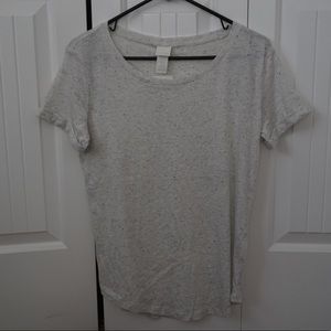 H&M Round Neck Cream Tee with Blue Speckles